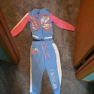 Kids Butterfly Sequin Costume Set - Blue and Pink